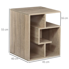 Side Table, 3 Tier End Table with Open Storage Shelves for Living Room, Bedroom, Set of 2, Oak