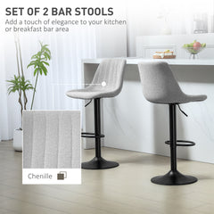 Set of Two Chenille-Feel Tub Bat Stools - Grey