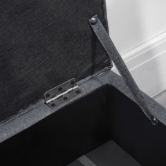 30L Linen Storage Ottoman Padded Footstool with Rubberwood Legs for Storage Box, Bed End, Shoe Bench, Seating, Dark Grey