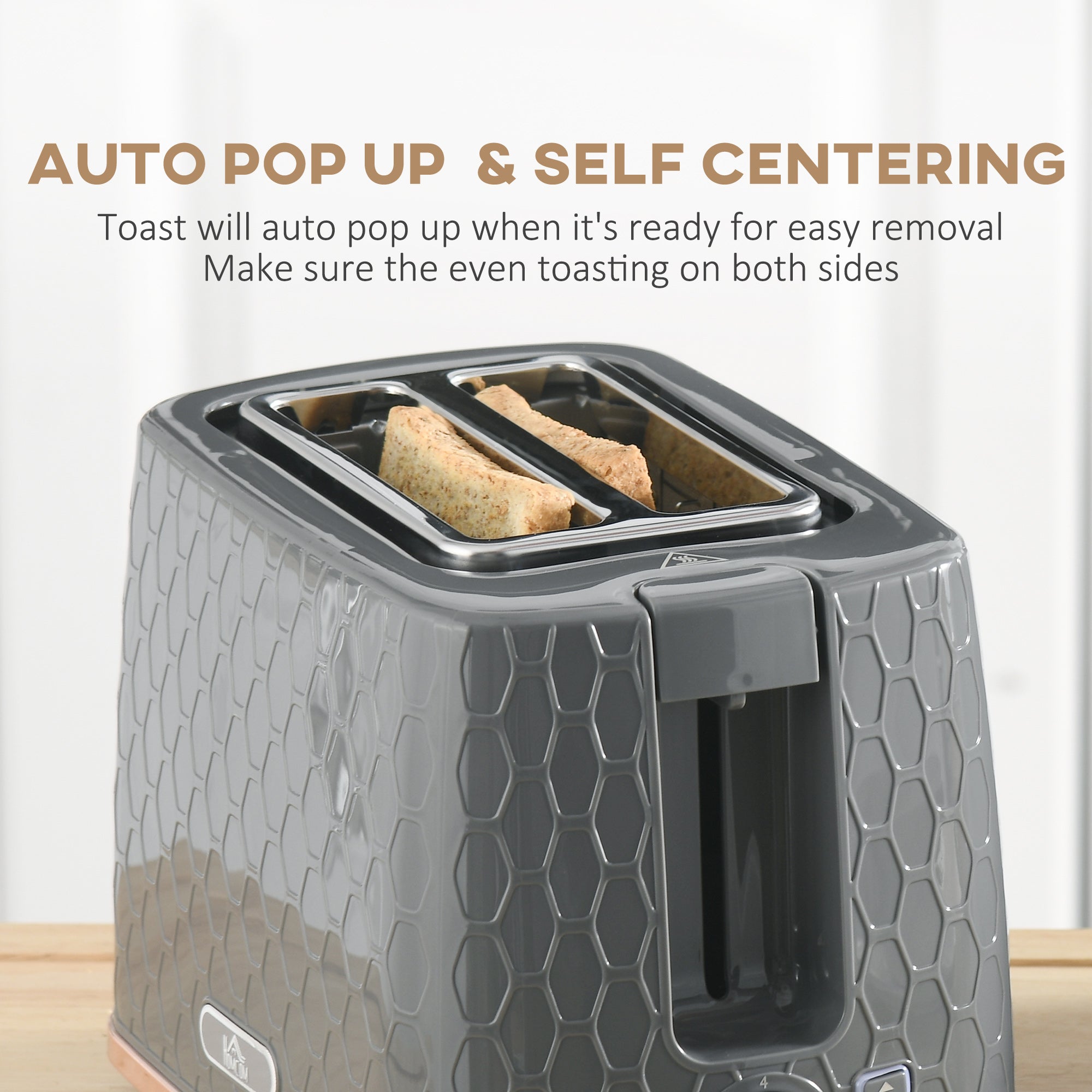 1.7L 3000W Fast Boil Kettle & 2 Slice Toaster Set, Kettle and Toaster Set with Auto Shut Off, Browning Controls, Grey