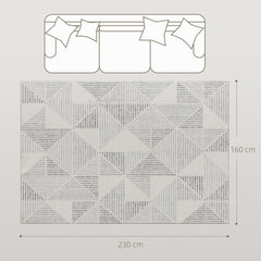 Fynco - Modern Area Rug, Geometric Pattern Non-Slip Washable Rug, Soft Floor Carpet for Living Room, Bedroom, Dining Room, Home Office, 230 x 160 cm, Grey