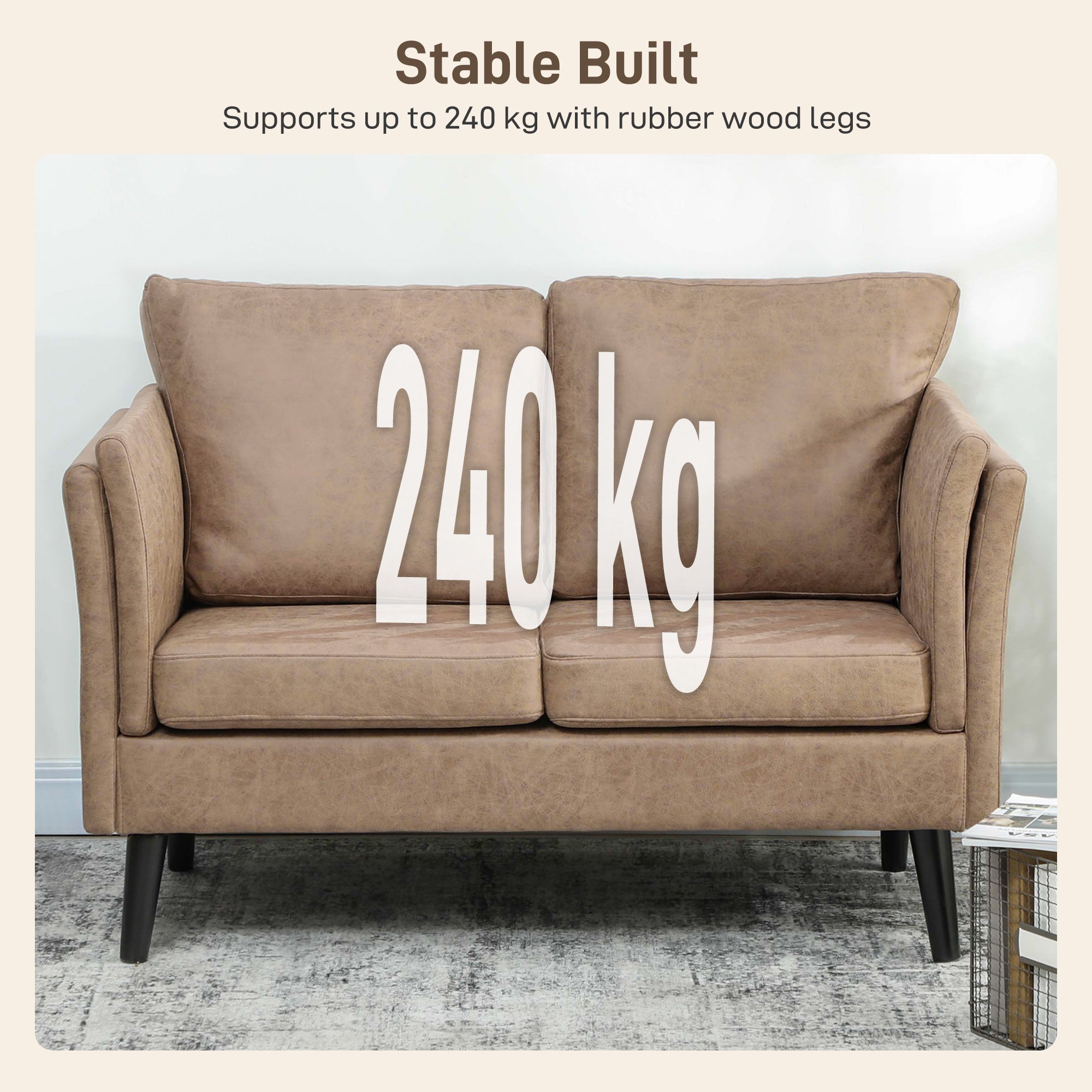 Fynco - Two-Seater Leathaire Sofa - Light Brown