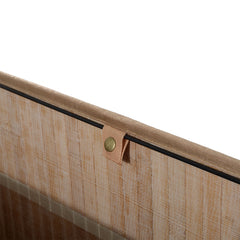 100L Collapsible Natural Wood Laundry Hamper Organizer Clothes Washing Basket Bin Storage Box w/Lid Removable Lining 52x32x63cm, Wood Color