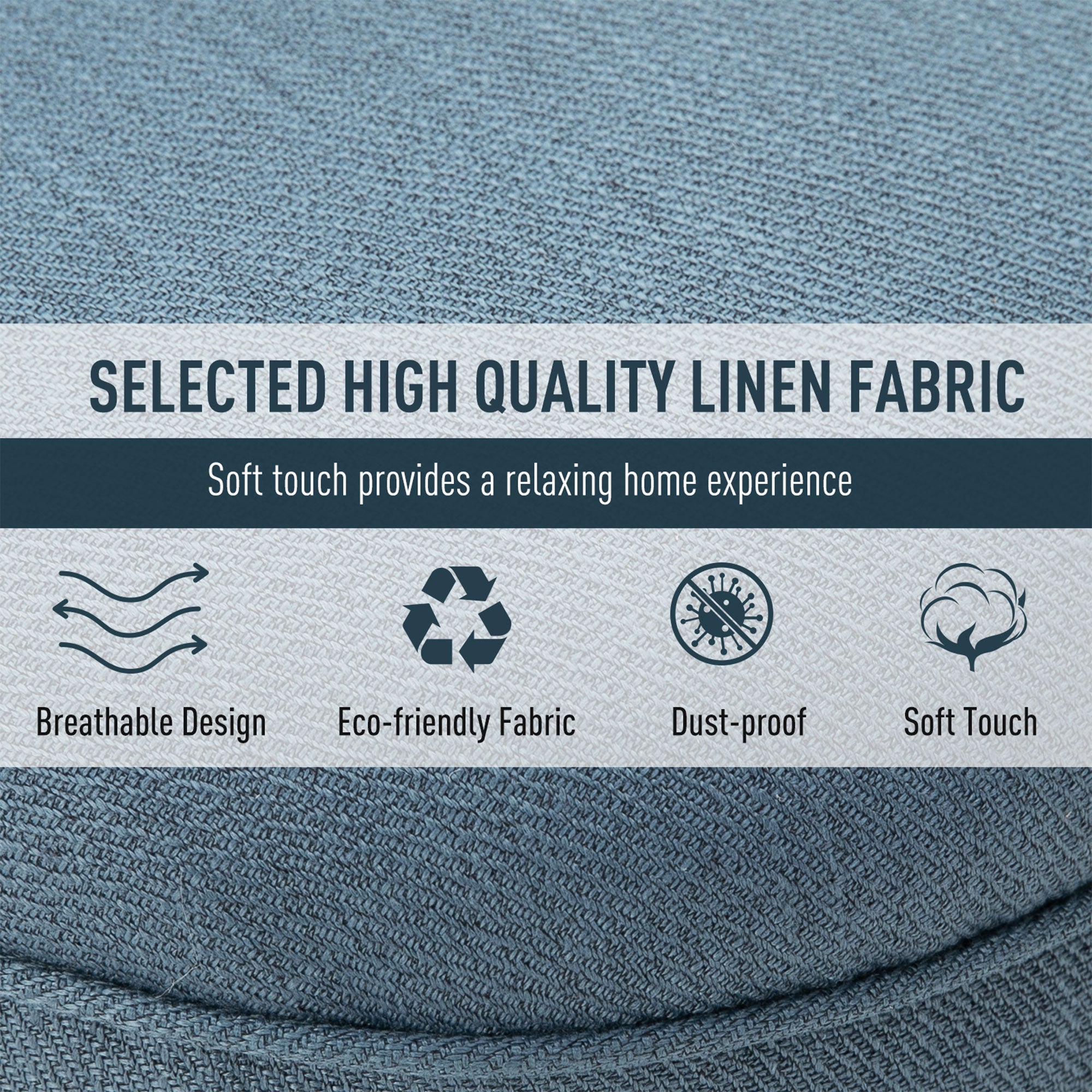 Fabric Single Sofa, Tub Chair, Upholstered Bedroom Chair with Pillow, Solid Wood Leg for Home, Living Room, Dining Room, Set of 2, Blue