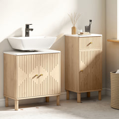 Fynco - Under Sink Bathroom Cabinet for Basin without or with Pedestal - Oak