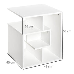 Side Table, 3 Tier End Table with Open Storage Shelves for Living Room, Bedroom, Set of 2, White