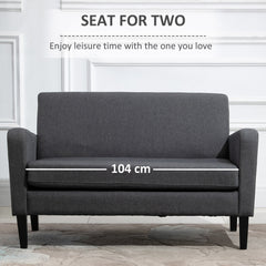 Linen Modern-Curved 2-Seat Sofa Loveseat w/ Thick Cushion Wood Legs Foot Pads Single Compact Home Furniture Grey