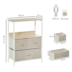 3 Drawer Storage Chest Unit Home Cabinet w/ Shelves Home Living Room Bedroom Entryway Living Furniture, Light Grey