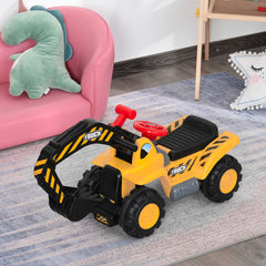 Kids Ride On Excavator Digger w/ Storage Basketball Net Steering NO POWER Wheel Vehicle Truck Toy