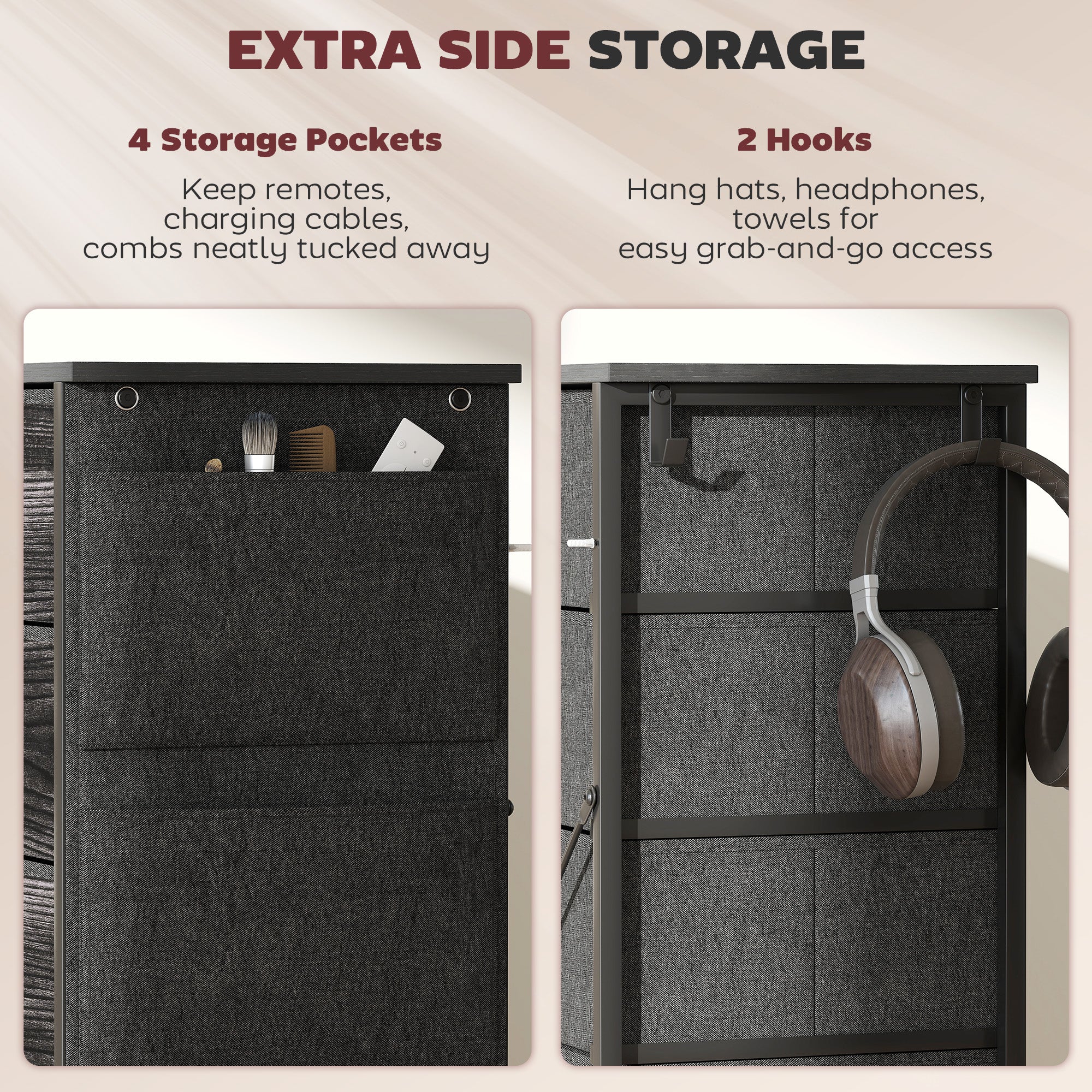 Chest of Ten Fabric Drawers - Black