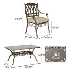 Seven-Piece Cast Aluminium Garden Dining Set - Bronze Tone