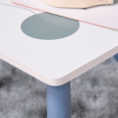 3 Pcs Kids Table & Chairs Set w/ Wood Legs Safe Corners Cute Stars Seating Mini Furniture Home Playroom Bedroom Dining Room Blue
