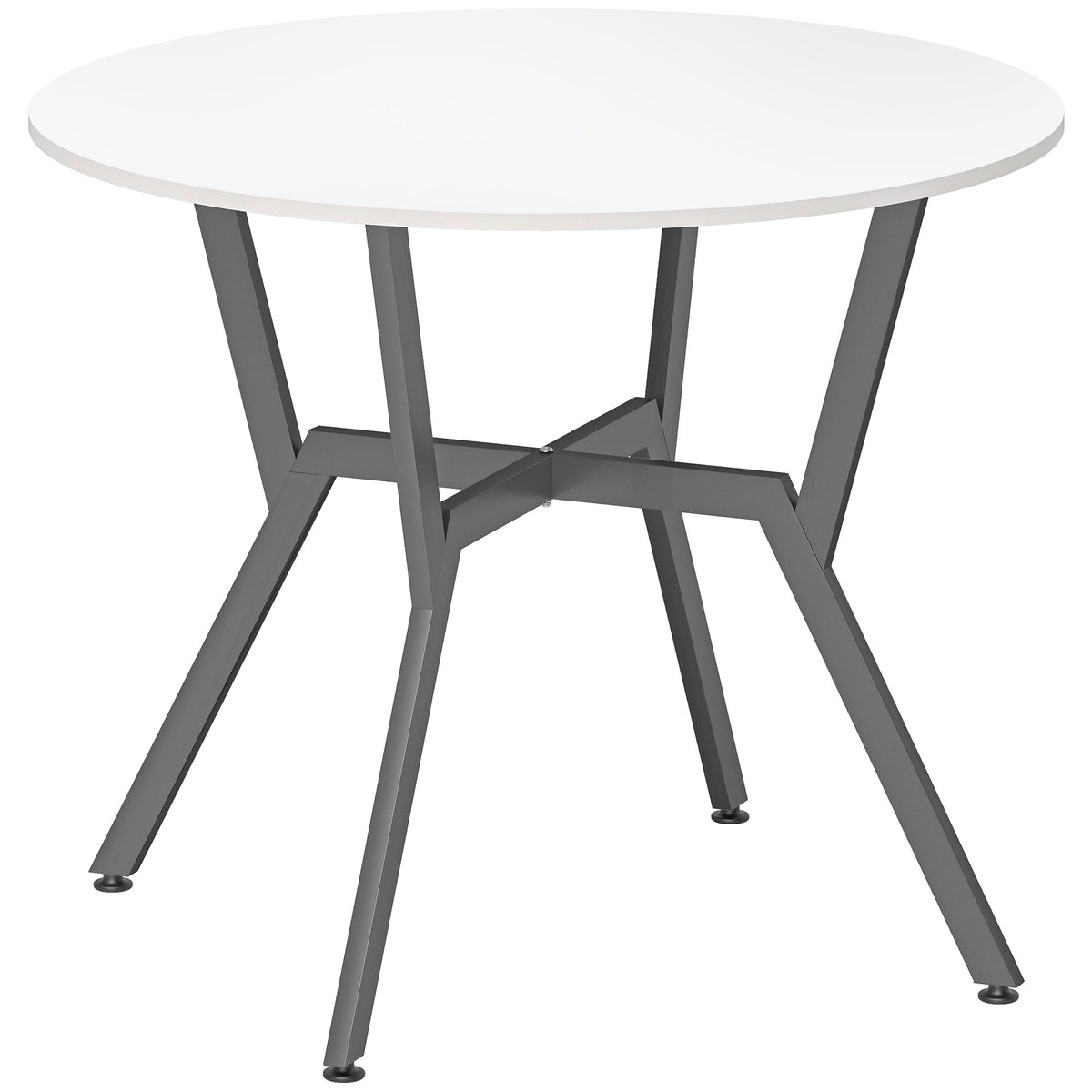 Fynco - Dining Table, Round Kitchen Table with Black Legs for Living Room, Dining Room 90 x 76 cm, High Gloss White