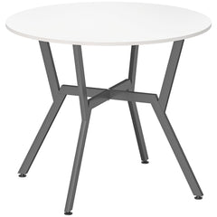 Fynco - Dining Table, Round Kitchen Table with Black Legs for Living Room, Dining Room 90 x 76 cm, High Gloss White