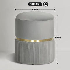 Fynco - Velvet-Feel Storage Ottoman - Light Grey