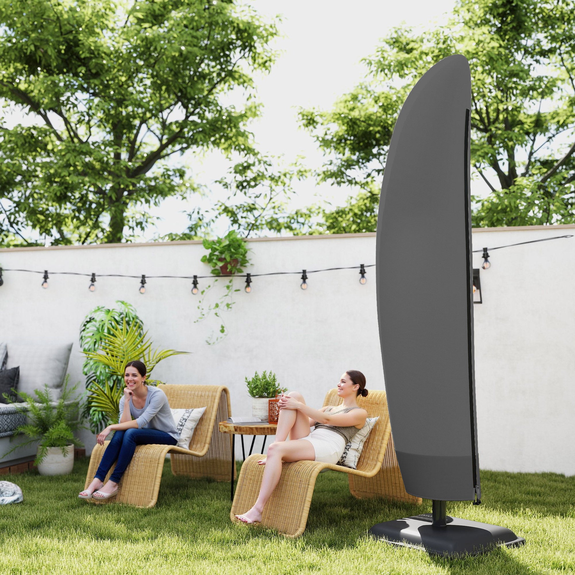 Fynco - Parasol Cover, 600D Oxford Cantilever Umbrella Cover Fit for 2-4m Parasol, Banana Umbrella Protector with Zipper for Outdoor Garden, Patio, Black