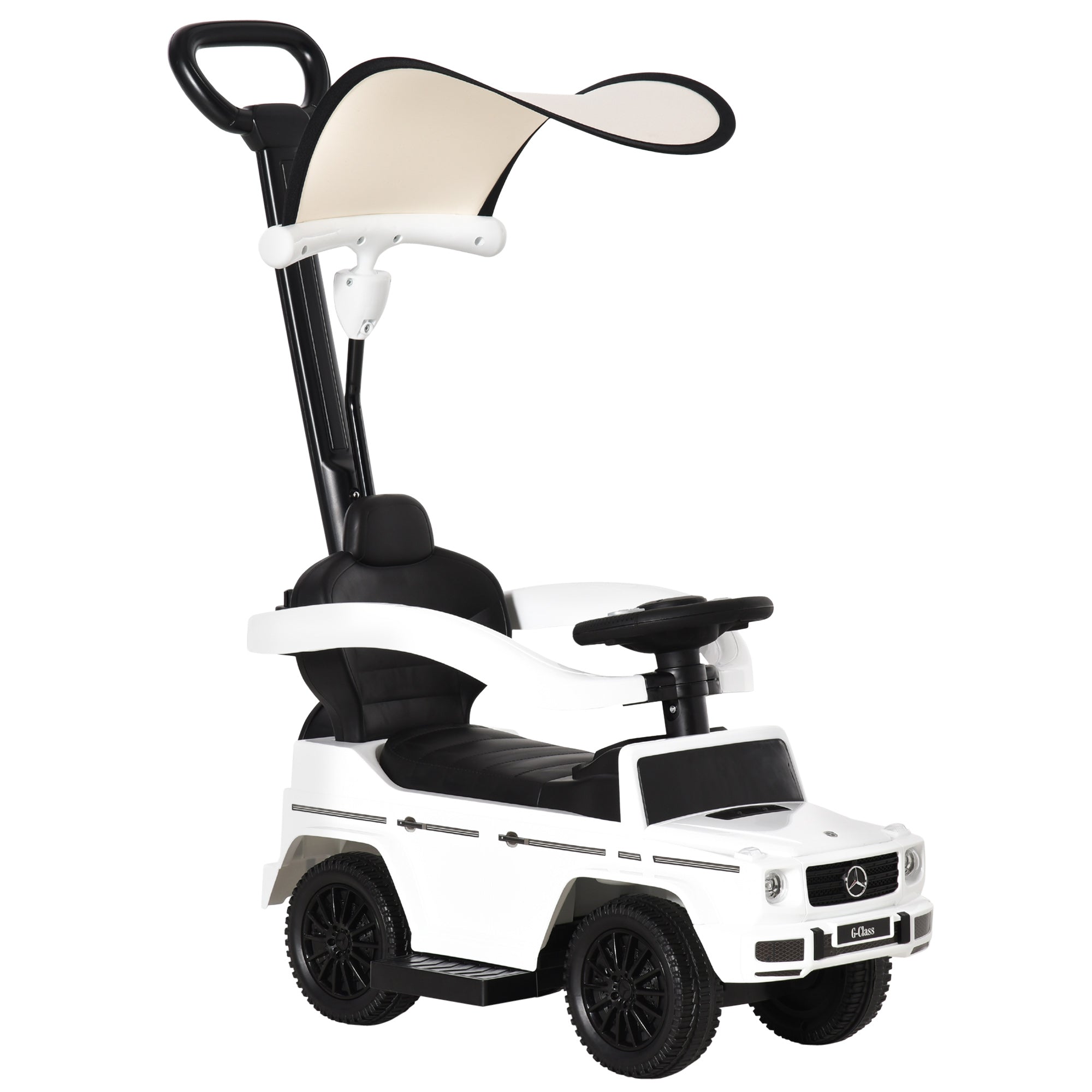 3 in 1 Kids Children Ride on Push Car Toddler Sliding Car G350 Licensed Walker Foot to Floor Slider Push-Along with Horn Steering Wheel NO POWER Manual, White
