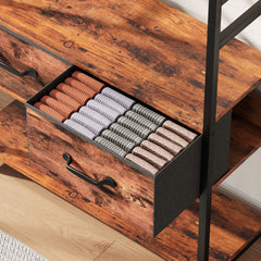 Fynco - 6-in-1 Industrial-Style Hallway Organiser - Brown/Black