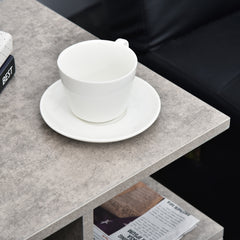 Side Table, 3 Tier End Table with Open Storage Shelves for Living Room, Bedroom, Set of 2, Cement Colour