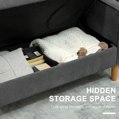 Small Two-Seater Corduroy Sofa - Grey