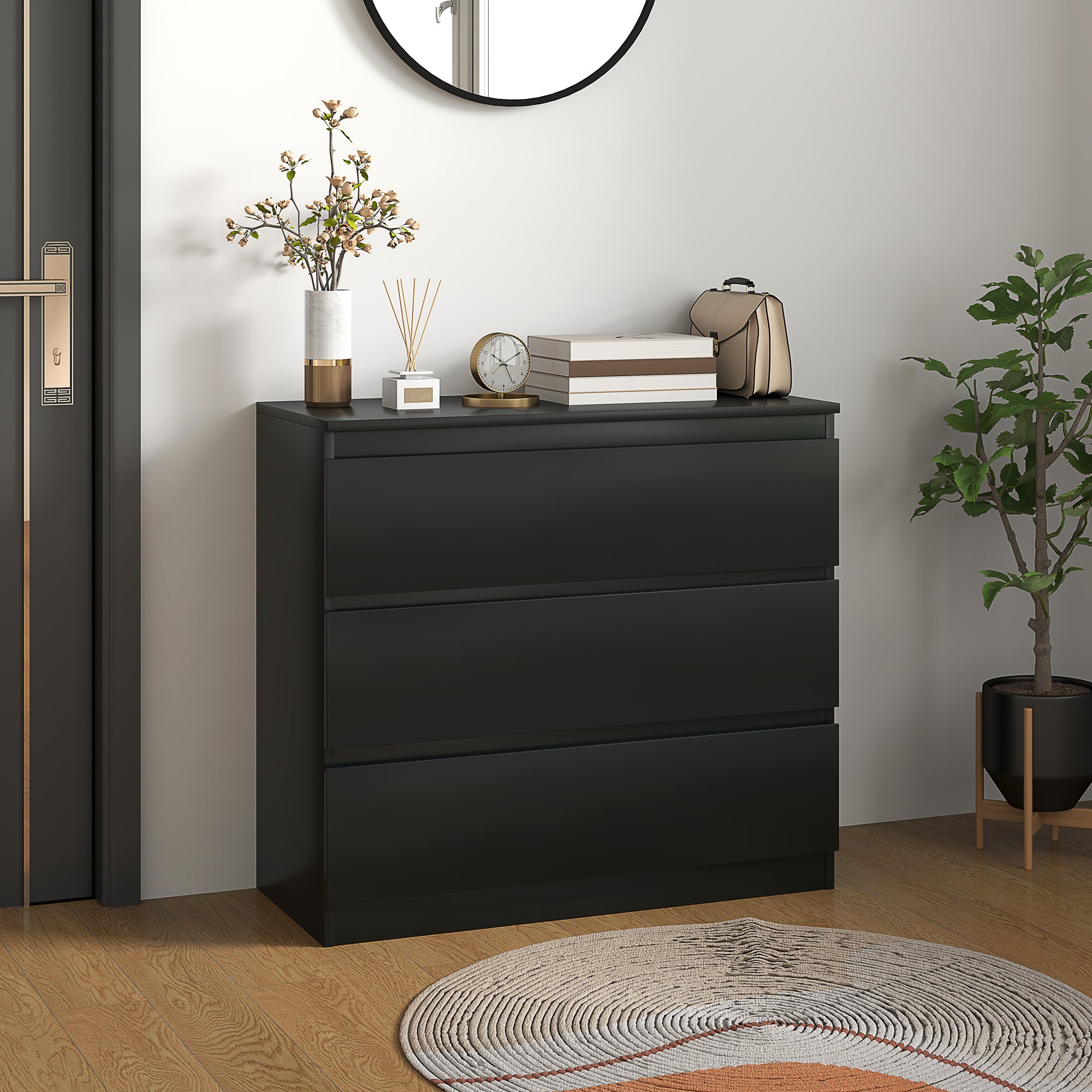 Chest of Three Drawers - Black
