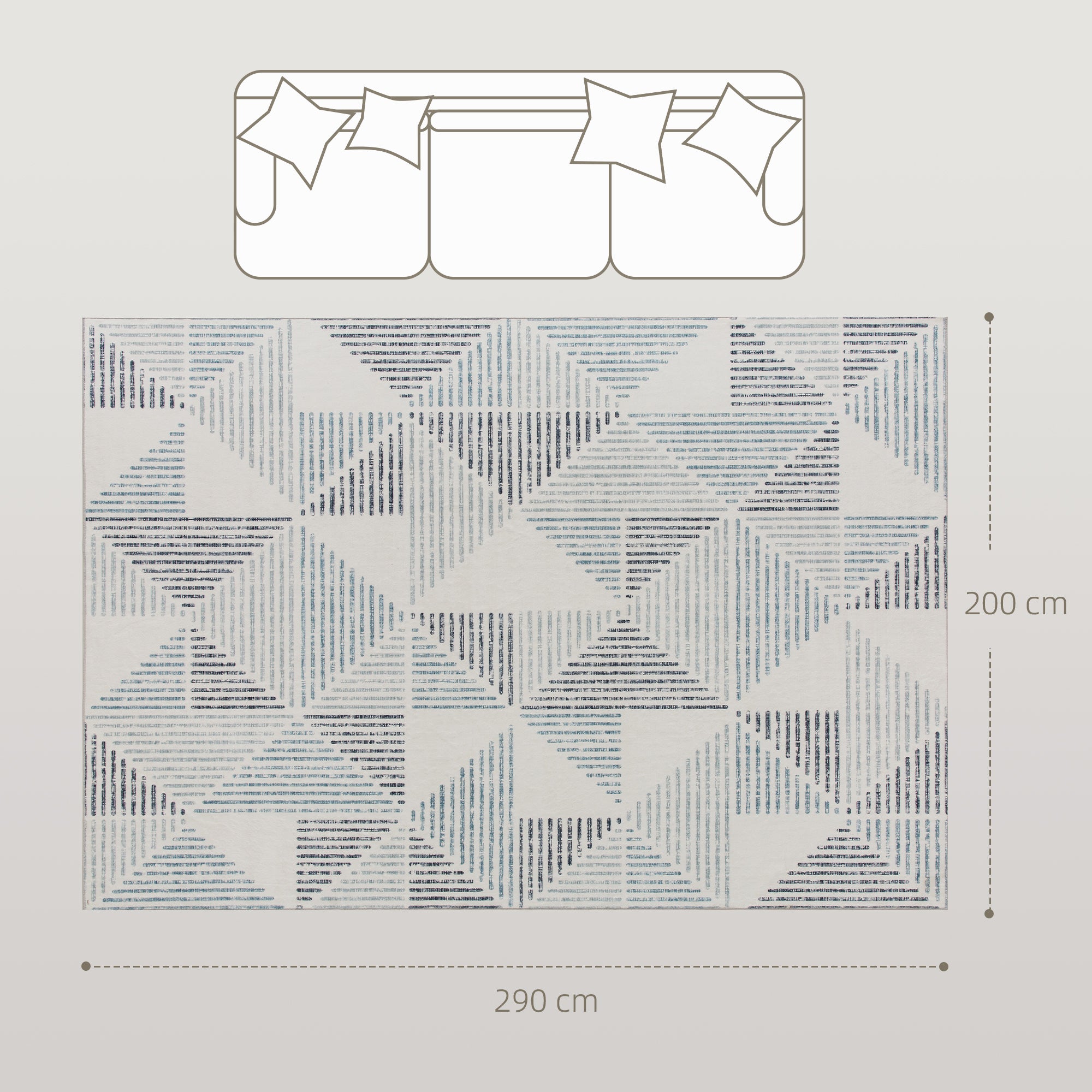 Fynco - Modern Area Rug, Geometric Pattern Non-Slip Washable Rug, Soft Floor Carpet for Living Room, Bedroom, Dining Room, Home Office, 290 x 200 cm, Multi-Coloured