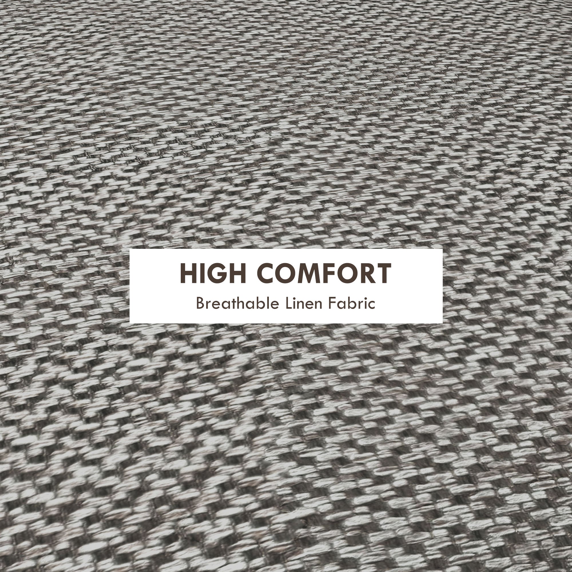 Round Linen-Look Storage Ottoman - Light Grey