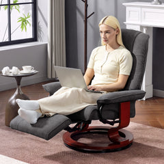 Fynco - Reclining Swivel Chair, with Footrest - Grey