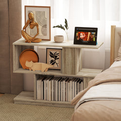 S-Shaped Side Table - Natural Wood Finish