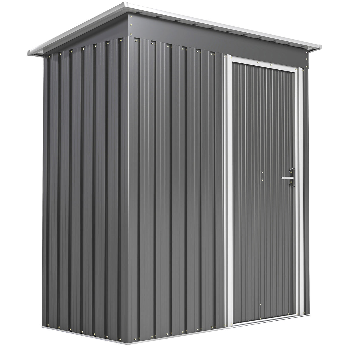 Fynco - 5x3 Storage Shed with Sliding Door and Sloped Roof for Garden, Light Grey