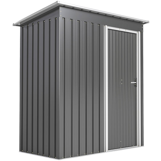 Fynco - 5x3 Storage Shed with Sliding Door and Sloped Roof for Garden, Light Grey