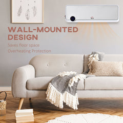 Fynco - Wall Downflow Heater 2 Heat and Fan 1000W/2000W, Electric Space Heater with Timer Remote Oscillating, for Bedroom Home Office, White and Silver