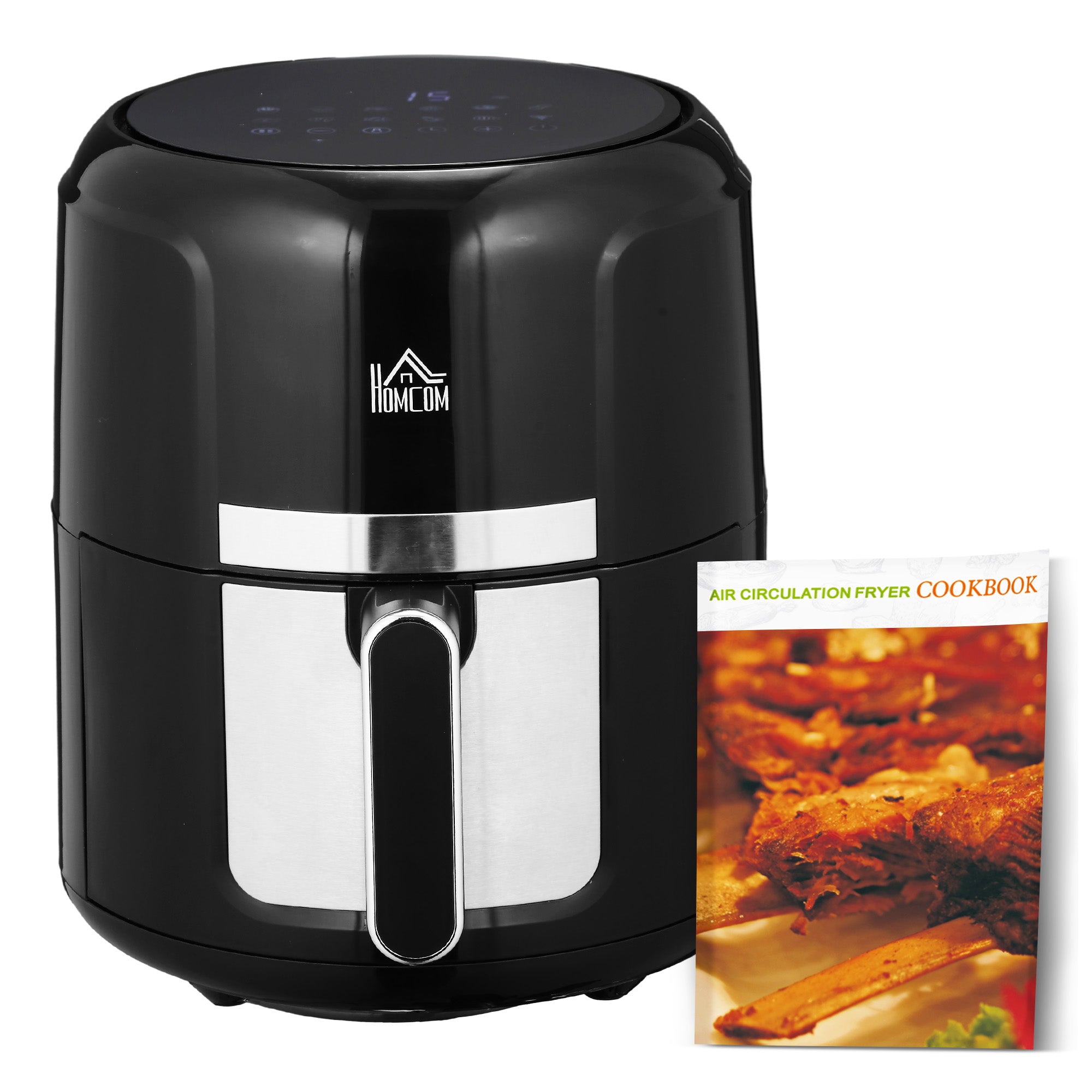 4L Air Fryer, 1300W Air Fryer Oven with Digital Touch Display, Rapid Air Circulation, 12 Cooking Programs, Adjustable Temperature, Timer, Nonstick Basket for Oil Less or Low Fat Cooking, Black