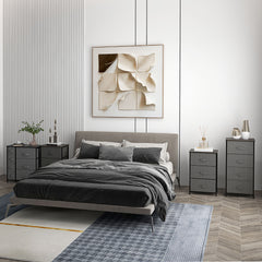 Chest of Drawers with 7 Drawers, Fabric Drawers with Large Storage Space, Drawers Dresser with Metal Frame, Adjustable Feet for Bedroom Living Room, Dark Grey