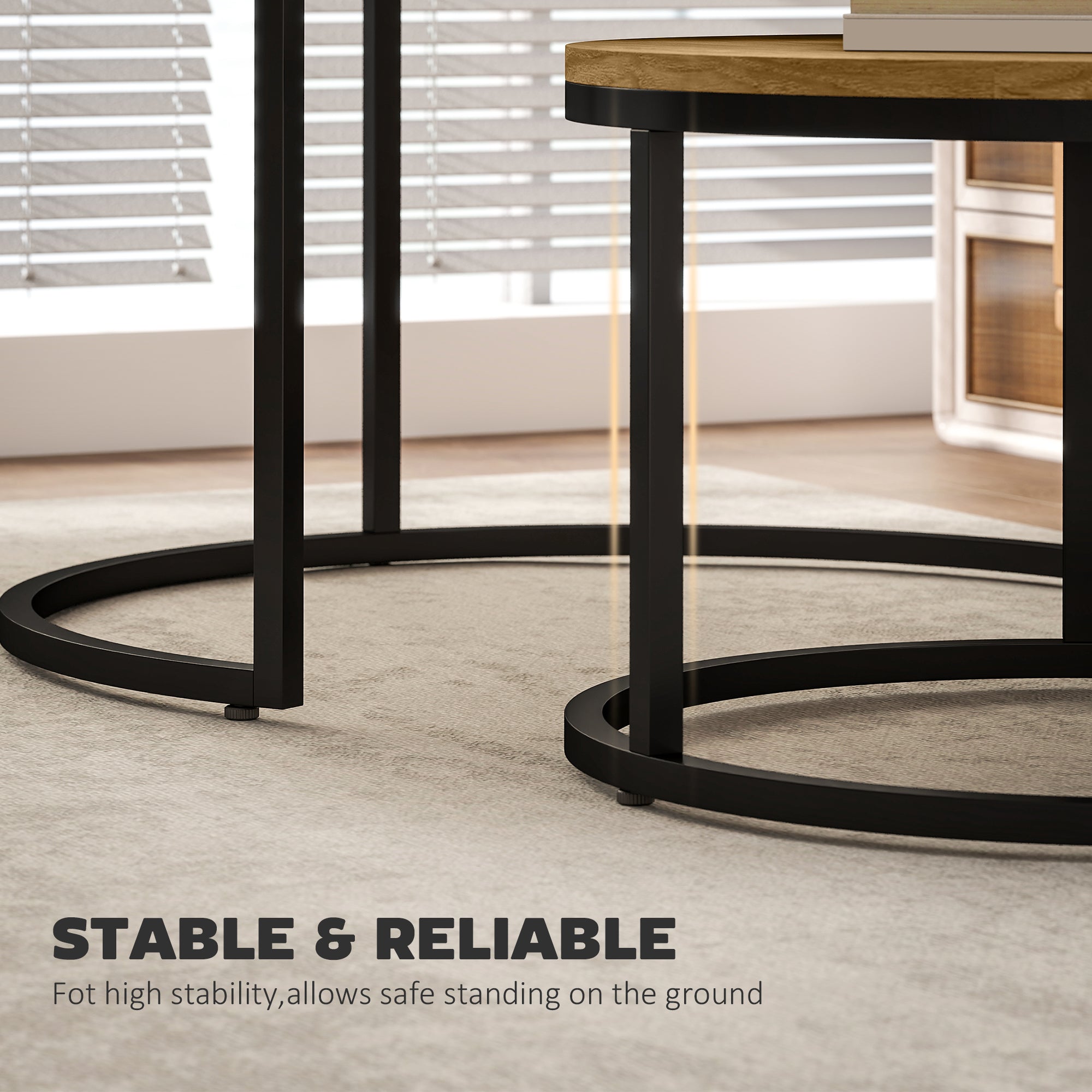 Fynco - Set of Two Wood-Effect Stacking Tables - Brown