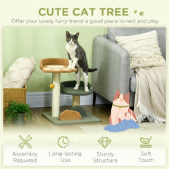 52cm Small Cat Tree for Indoor Cats, Scratching Posts with Two Beds, Toy Ball