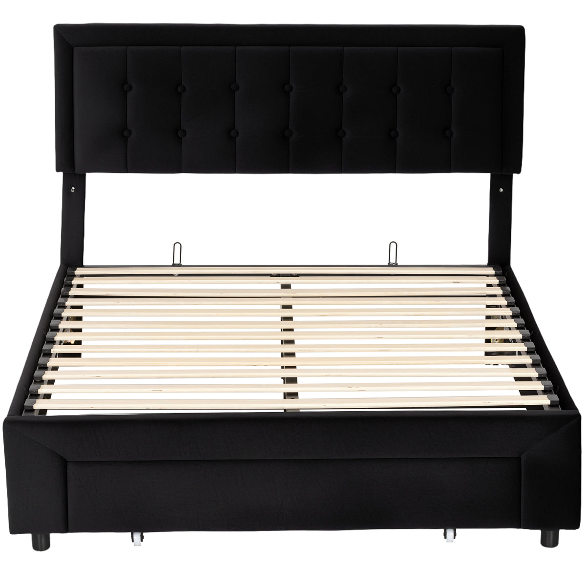 Fynco - Double Ottoman Bed Frame, with Front Drawer - Black