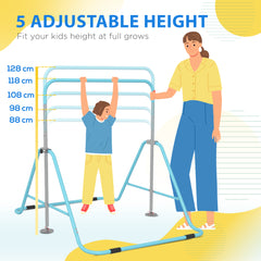 Kids Gymnastic Bar, with Adjustable Height, Foldable Horizontal Bars - Light Blue