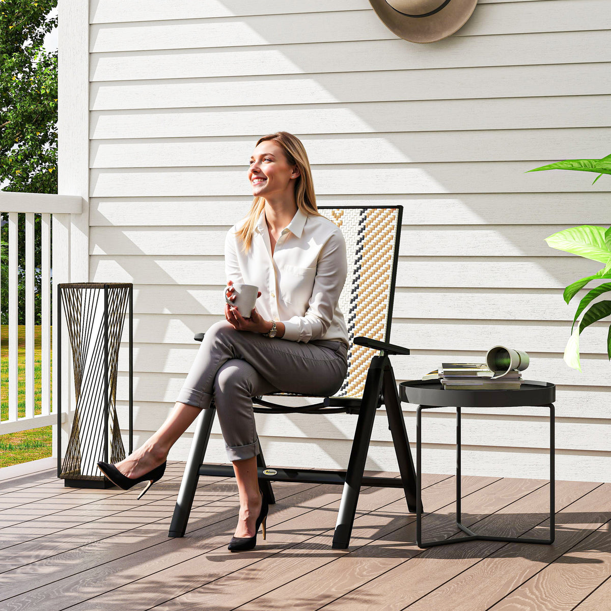 Rattan Reclining Garden Chairs - Orange