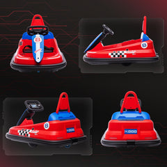 6V Electric Kids Bumper Car, 6V Spin Waltz Car, with Music, Horn, Lights - Red