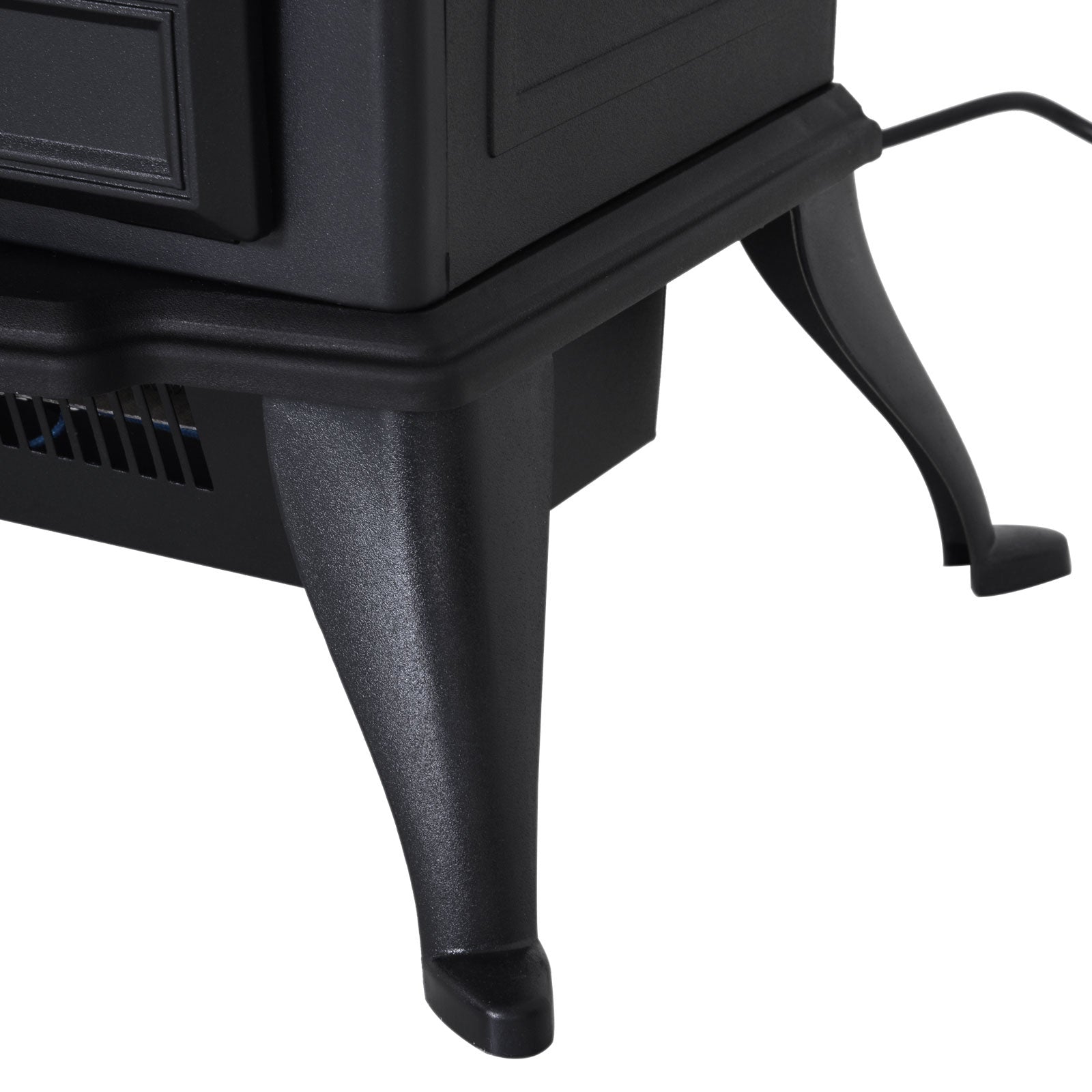 Fynco - Electric Stove Heater with Realistic Flame Effect, 2000W Portable Indoor Freestanding Electric Fireplace with Adjustable Thermostat, Black