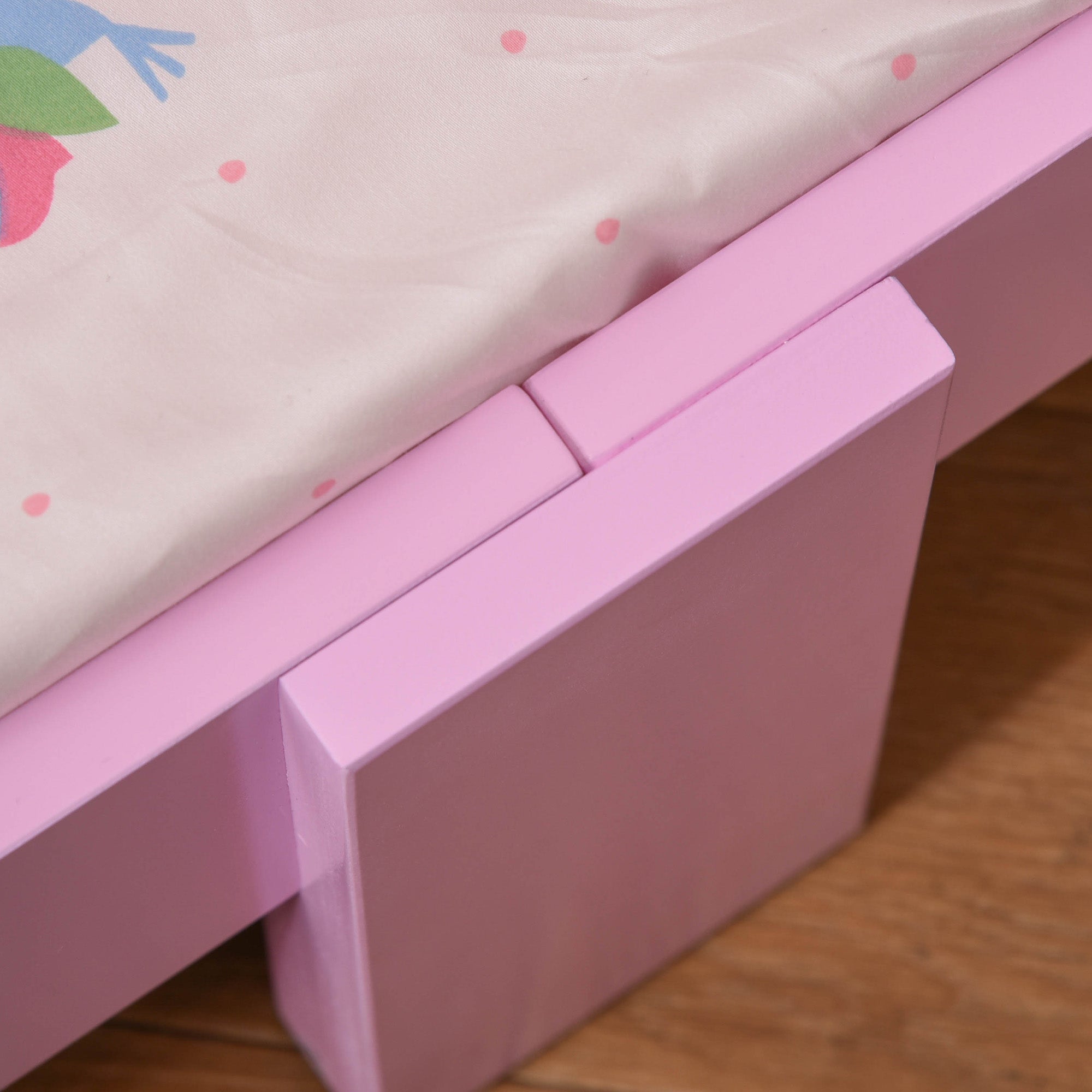 Kids Bed Princess Castle Theme w/ Side Rails Slats Home Furniture for 3 - 6 Yrs Pink 143 x 73 x 60 cm