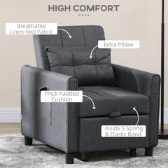 Linen-Look Single Chair Bed - Grey