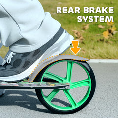 AIYAPLAY Foldable Kids Scooter with Adjustable Handlebar, 200mm Big Wheel, Rear Fender Brake, for Ages 6-12 Years, Green