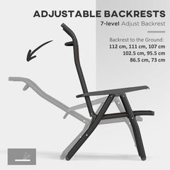 Set of Four Folding Garden Chairs, with Seven-Position Adjustable Backs, Dark Brown