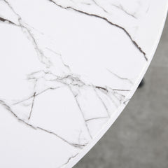Modern Round Dining Table Leisure Coffee Bistro Table with Metal Base for Kitchen & Dining Room White