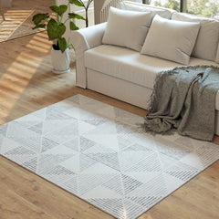 Fynco - Modern Area Rug, Geometric Pattern Non-Slip Washable Rug, Soft Floor Carpet for Living Room, Bedroom, Dining Room, Home Office, 170 x 120 cm, Grey