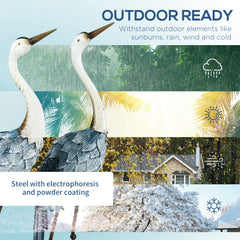 Crane Garden Ornaments, 2 PCS Steel Garden Statue Set Gifts, Water and Rust Resistant Sculptures for Patio Pond Landscape Decoration, Multi-Colour