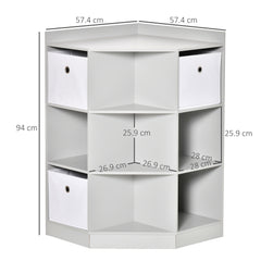 Kids Bookcase, 3 Tier Toy Organiser Storage Unit BookShelf with 3 Non-woven Fabric Drawers, Anti-tip Device, for Bedroom, Children's Room, Playroom, Grey