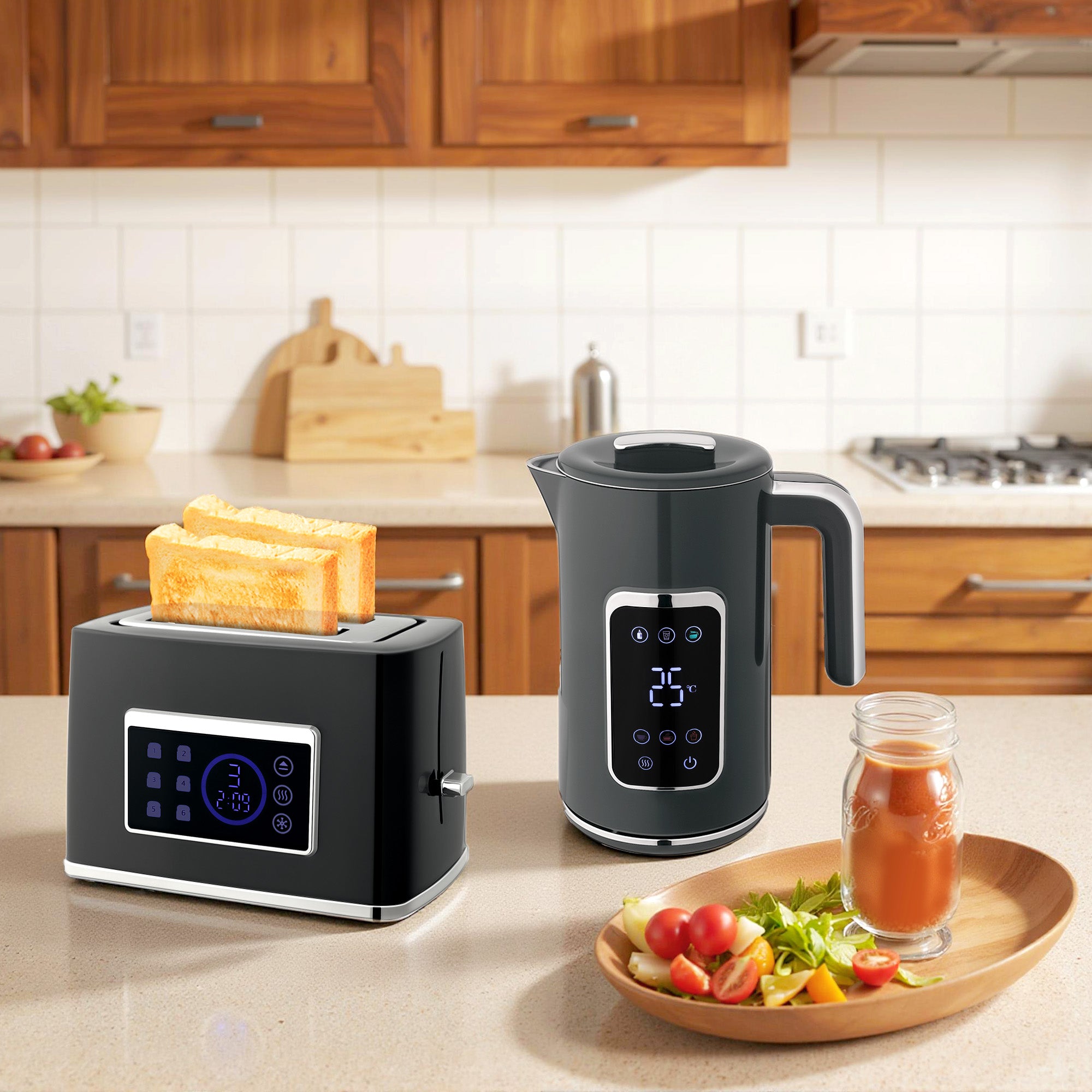 Fynco - Touch Screen Kettle and Toaster Set - Grey